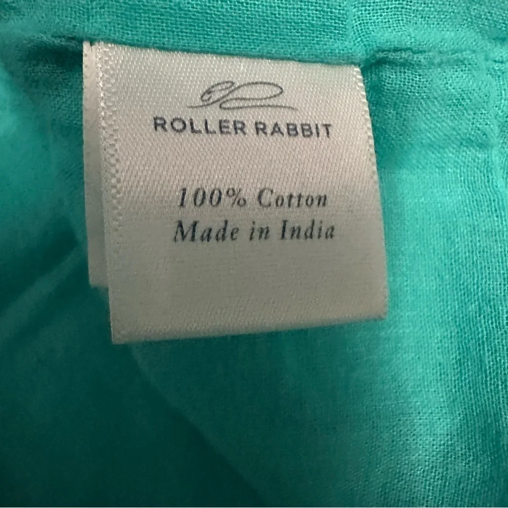 Roller Rabbit Teal Dress with Multicolor Embroidery